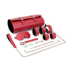 SM （PU leather）Fun Training Set K9 Binding Collar, Traction Rope, Handcuffs, Feet Cuffs, Flirting Eye Mask