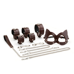 Adult products（COW Leather）, cowhide binding set, fun collar mask, bound leather goods, happy couple, flirting adult toys