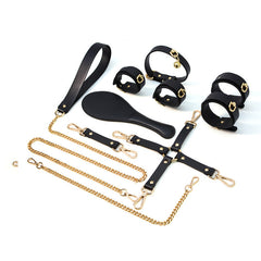 SM alternative training equipment cross buckle （PU leather） racket training couple's sexual toys leather flirting tool set